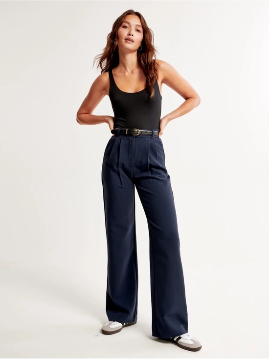 Abercrombie & Fitch Pants - Abercrombie & Fitch Sloane Tailored Wide-leg Pants in Navy Size 27 short